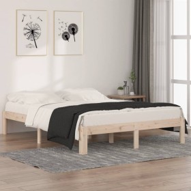 Bettgestell aus Massivholz 150x200 cm von vidaXL, Betten und Lattenroste - Ref: Foro24-810370, Preis: 102,29 €, Rabatt: %