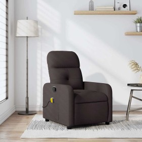 Sillón de masaje reclinable de tela marrón oscuro