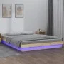 Bed frame with LED solid wood 140x190 cm by vidaXL, Beds and slatted bases - Ref: Foro24-820017, Price: 166,93 €, Discount: %