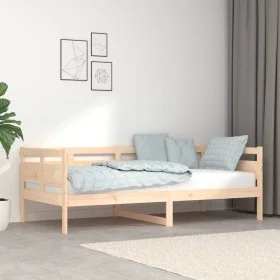 Solid pine wood sofa bed 90x190 cm by vidaXL, Beds and slatted bases - Ref: Foro24-820307, Price: 95,54 €, Discount: %
