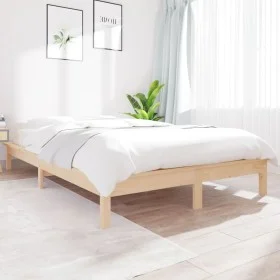 Solid pine wood bed frame 140x200 cm by vidaXL, Beds and slatted bases - Ref: Foro24-820541, Price: 88,45 €, Discount: %