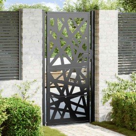 Puerta de jardín de acero negra diseño luminoso 105x205 cm Puerta de jardín de acero negra diseño luminoso 105x205 cm