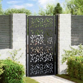 Puerta de jardín de diseño de hojas de acero negra 105x180 cm Puerta de jardín de diseño de hojas de acero negra 105x180 cm