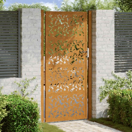 Puerta de jardín diseño de hojas de acero desgastado 105x205 cm