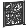 Puerta de jardín diseño ondulado de acero negro 105x106 cm