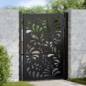 Puerta de jardín diseño ondulado de acero negro 105x130 cm Puerta de jardín diseño ondulado de acero negro 105x130 cm