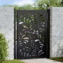 Puerta de jardín diseño ondulado de acero negro 105x130 cm