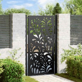 Puerta de jardín diseño ondulado de acero negro 105x180 cm Puerta de jardín diseño ondulado de acero negro 105x180 cm