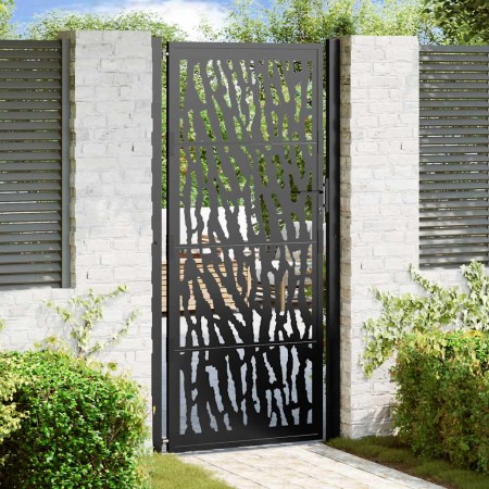 Puerta de jardín de diseño con raíl de acero negro 105x205 cm