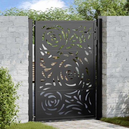 Puerta de jardín diseño llama acero negro 105x130 cm