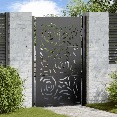 Puerta de jardín diseño llama acero negro 105x155 cm