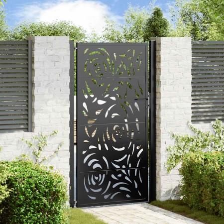 Puerta de jardín diseño llama acero negro 105x180 cm