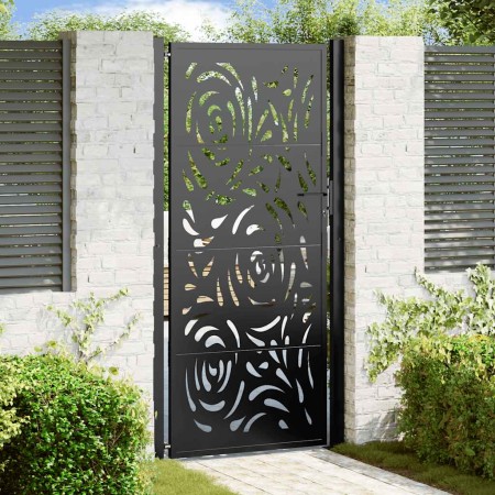 Puerta de jardín diseño llama acero negro 105x205 cm