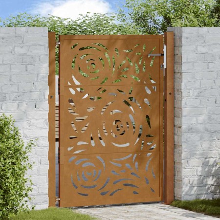 Puerta de jardín diseño llama acero desgastado 105x130 cm