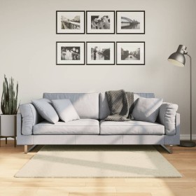 Alfombra de pelo corto suave lavable HUARTE crema 120x120 cm