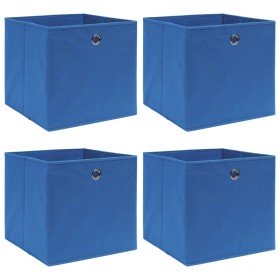 Cajas de almacenaje 4 uds tela azul 32x32x32 cm Cajas de almacenaje 4 uds tela azul 32x32x32 cm