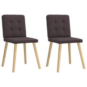 Sillas de comedor 2 unidades tela marrón oscuro Sillas de comedor 2 unidades tela marrón oscuro