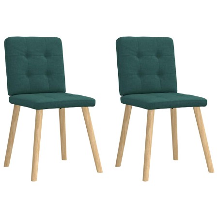 Sillas de comedor 2 unidades tela verde oscuro