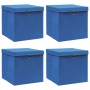 Cajas de almacenaje con tapas 4 uds tela azul 32x32x32 cm