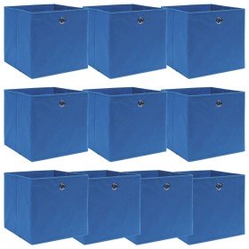 Cajas de almacenaje 10 uds tela azul 32x32x32 cm Cajas de almacenaje 10 uds tela azul 32x32x32 cm