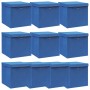 Cajas de almacenaje con tapas 10 uds tela azul 32x32x32 cm