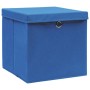 Cajas de almacenaje con tapas 10 uds tela azul 32x32x32 cm