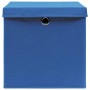 Cajas de almacenaje con tapas 10 uds tela azul 32x32x32 cm
