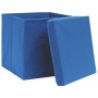 Cajas de almacenaje con tapas 10 uds tela azul 32x32x32 cm