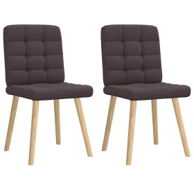 Sillas de comedor 2 unidades tela marrón oscuro Sillas de comedor 2 unidades tela marrón oscuro