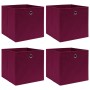 Cajas de almacenaje 4 uds tela rojo oscuro 32x32x32 cm
