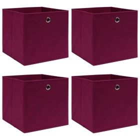 Cajas de almacenaje 4 uds tela rojo oscuro 32x32x32 cm