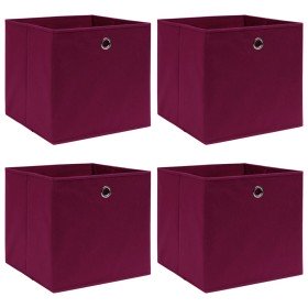 Cajas de almacenaje 4 uds tela rojo oscuro 32x32x32 cm Cajas de almacenaje 4 uds tela rojo oscuro 32x32x32 cm