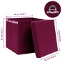 Caja de almacenaje con tapas 4 uds tela rojo oscuro 32x32x32 cm