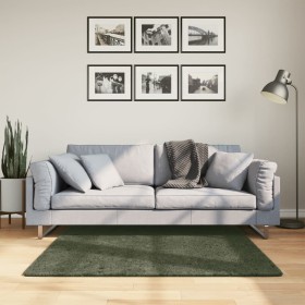 Alfombra pelo corto suave lavable HUARTE verde bosque 120x120cm