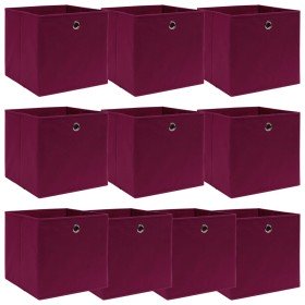 Cajas de almacenaje 10 uds tela rojo oscuro 32x32x32 cm Cajas de almacenaje 10 uds tela rojo oscuro 32x32x32 cm