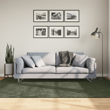 Alfombra pelo corto suave lavable HUARTE verde bosque 160x230cm