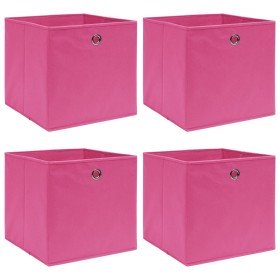 Cajas de almacenaje 4 uds tela rosa 32x32x32 cm Cajas de almacenaje 4 uds tela rosa 32x32x32 cm