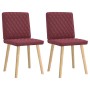 Sillas de comedor 2 unidades tela rojo tinto