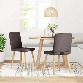 Sillas de comedor 2 unidades tela marrón oscuro Sillas de comedor 2 unidades tela marrón oscuro