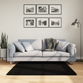 Alfombra de pelo corto suave lavable HUARTE negro 120x120 cm