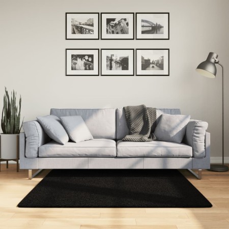 Alfombra de pelo corto suave lavable HUARTE negro 120x120 cm