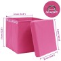 Cajas de almacenaje con tapas 4 uds tela rosa 32x32x32 cm