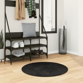 Alfombra de pelo corto suave lavable HUARTE negro Ø 80 cm