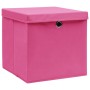 Cajas de almacenaje con tapas 10 uds tela rosa 32x32x32 cm