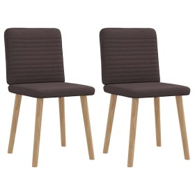 Sillas de comedor 2 unidades tela marrón oscuro Sillas de comedor 2 unidades tela marrón oscuro