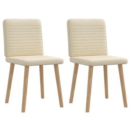Sillas de comedor 2 unidades tela color crema
