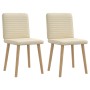 Sillas de comedor 2 unidades tela color crema