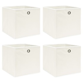 Cajas de almacenaje 4 uds tela blanco 32x32x32 cm Cajas de almacenaje 4 uds tela blanco 32x32x32 cm