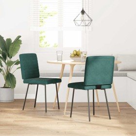 Sillas de comedor 2 unidades terciopelo verde oscuro Sillas de comedor 2 unidades terciopelo verde oscuro