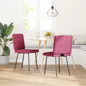 Sillas de comedor 2 unidades terciopelo rojo tinto Sillas de comedor 2 unidades terciopelo rojo tinto